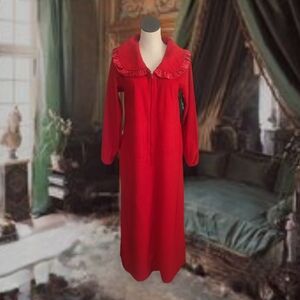 Vintage 70s Red Morning House Robe